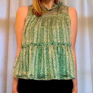 GREEN FLOWY TANK TOP/BLOUSE